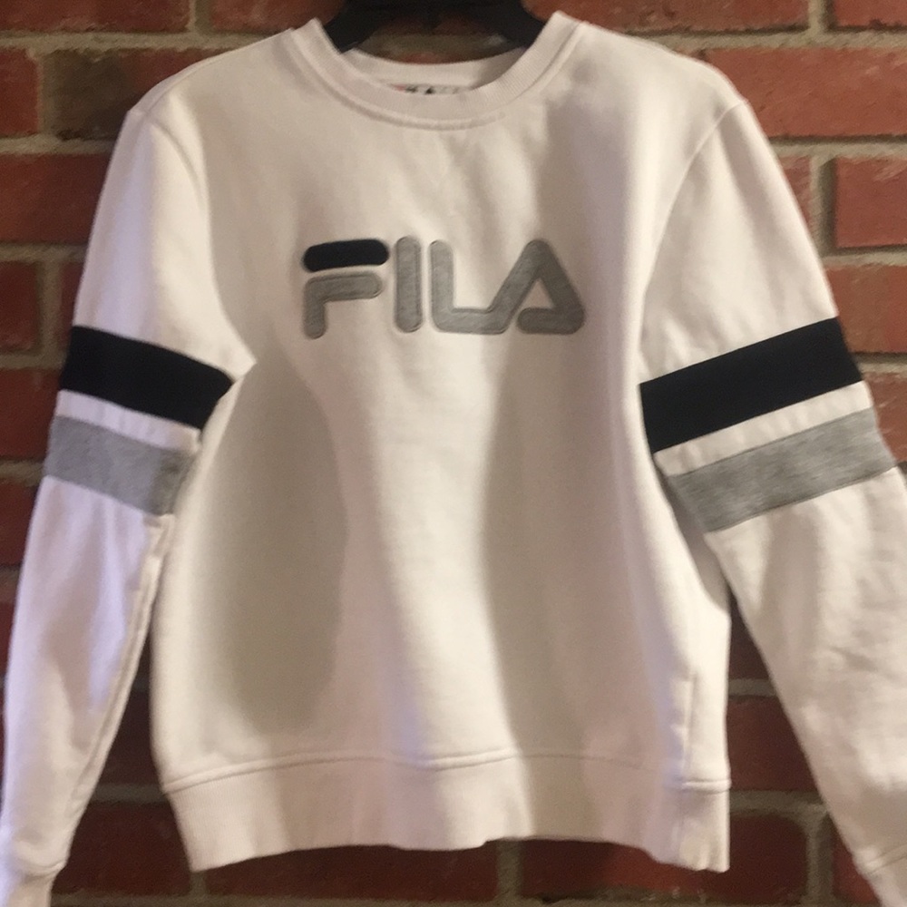 Cozy White Fila Crew Sweatshirt